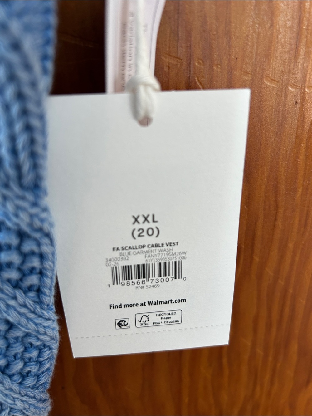 Free Assembly Dusty Blue Cable Knit Sleeveless Sweater Vest - Picture 2 of 2